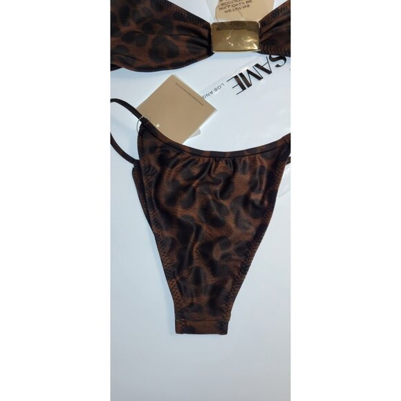 SAME LOS ANGELES BIKINY WOMENS Knotted Top / Bootom Medium 90's Brown /Black - Picture 4 of 6